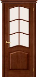 Дверь из сосны M7 Тёмный лак со стеклом