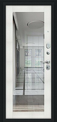Дверь входная Флэт KALE с Зеркалом Бьянко вид изнутри