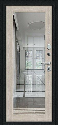Дверь входная Флэш с Зеркалом Капучино вид изнутри