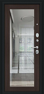 Дверь входная Флэт с Зеркалом Венге вид изнутри