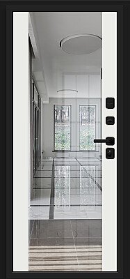 Дверь входная Лайнер с Зеркалом Светлая вид изнутри